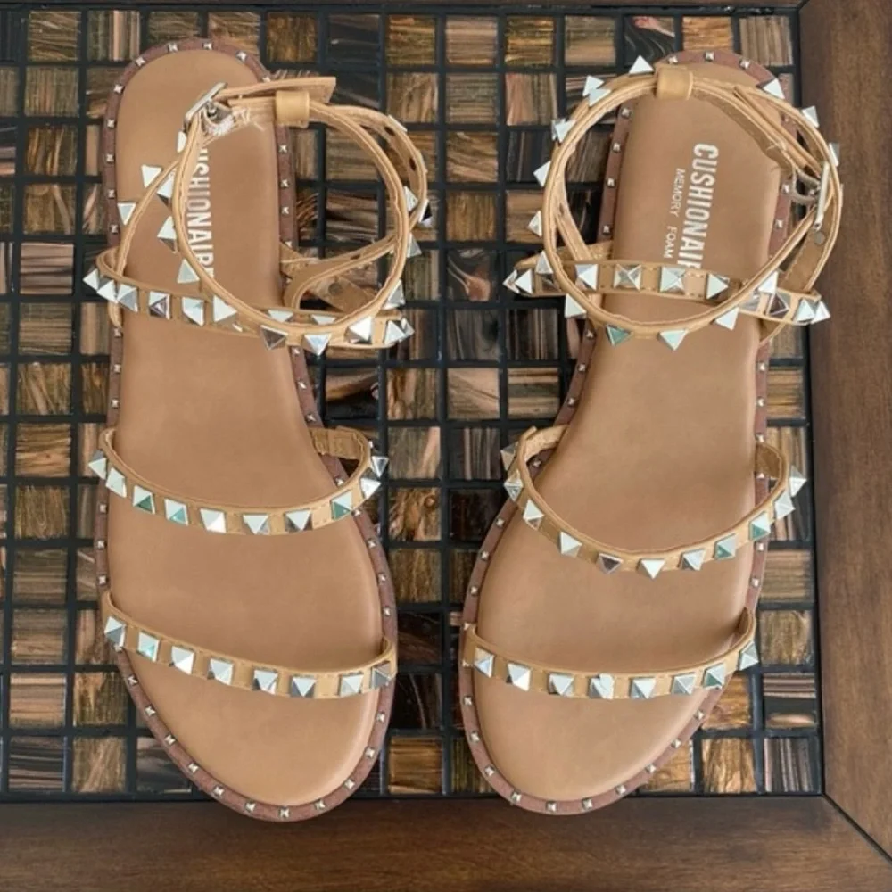 Cushionaire Talia Nude Studded Sandals
